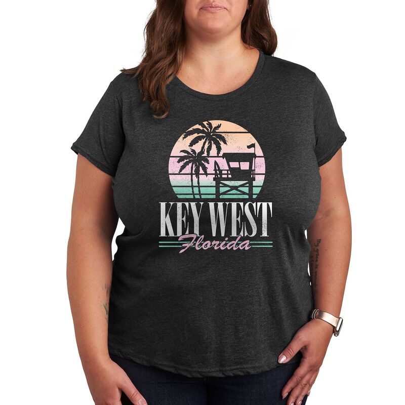 アンブランデッド レディース トップス Tシャツ プラスサイズ グラフィック Unbranded Plus Key West Graphic Tee Heather Charcoal チャコール