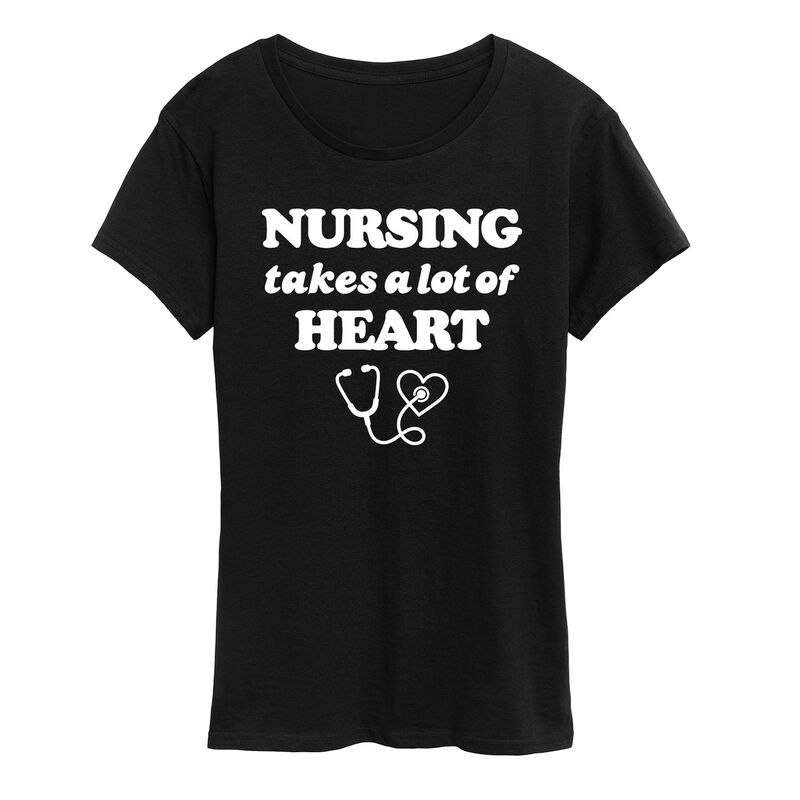 アンブランデッド レディース トップス Tシャツ グラフィック Unbranded Women's Nursing Takes A Lot Of Heart Graphic Tee Black ブラック
