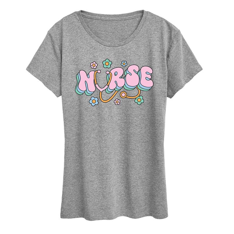 アンブランデッド レディース トップス Tシャツ グラフィック Unbranded Women's Nurse Flowers Graphic Tee Heather Gray グレー