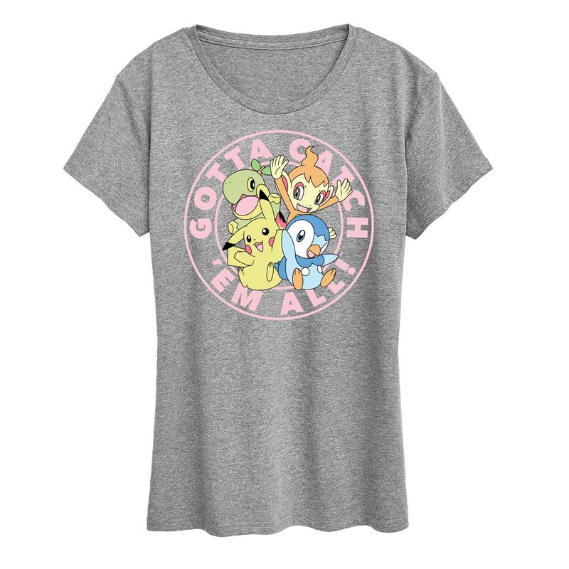 アニメキャラクター レディース トップス Tシャツ グラフィック Licensed Character Women's Pokemon Gotta Catch 'Em All Graphic Tee Heather Gray グレー
