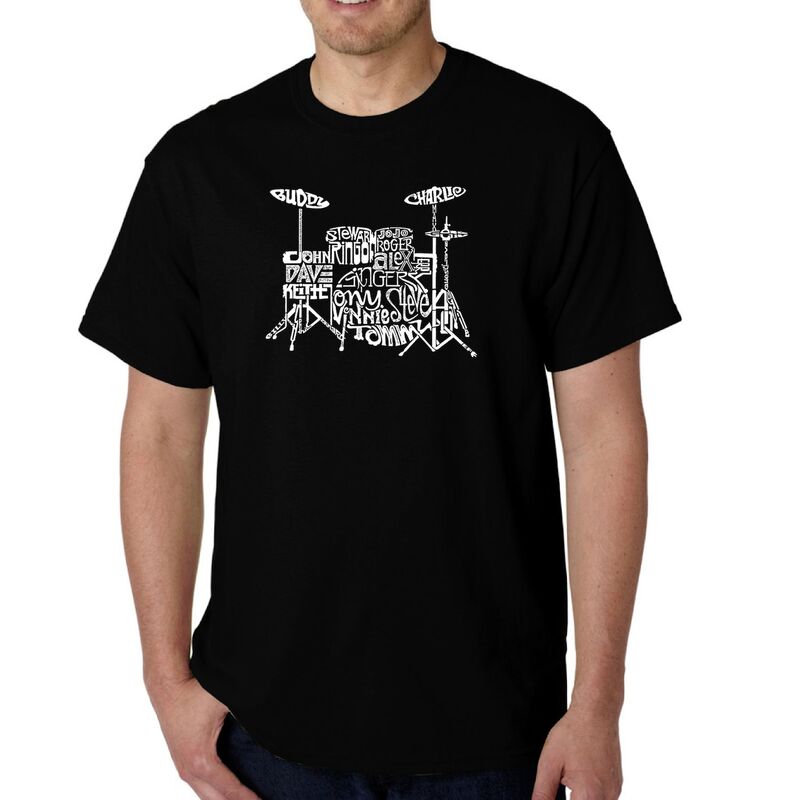 エルエーポップアート メンズ トップス Tシャツ LA Pop Art Drums - Men's Word Art-shirt Black ブラック