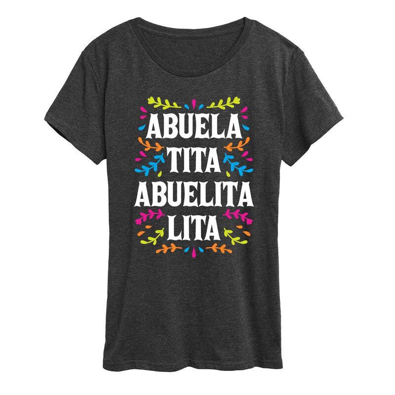 アニメキャラクター レディース トップス Tシャツ グラフィック Licensed Character Women's Abuela Names Graphic Tee Heather Charcoal チャコール