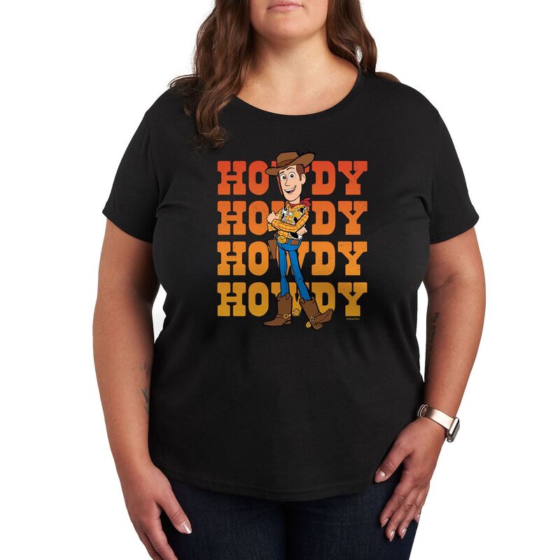 ディズニー ピクサー レディース トップス Tシャツ プラスサイズ グラフィック Disney / Pixar's Toy Story Woody Plus Howdy Graphic Tee Black ブラック