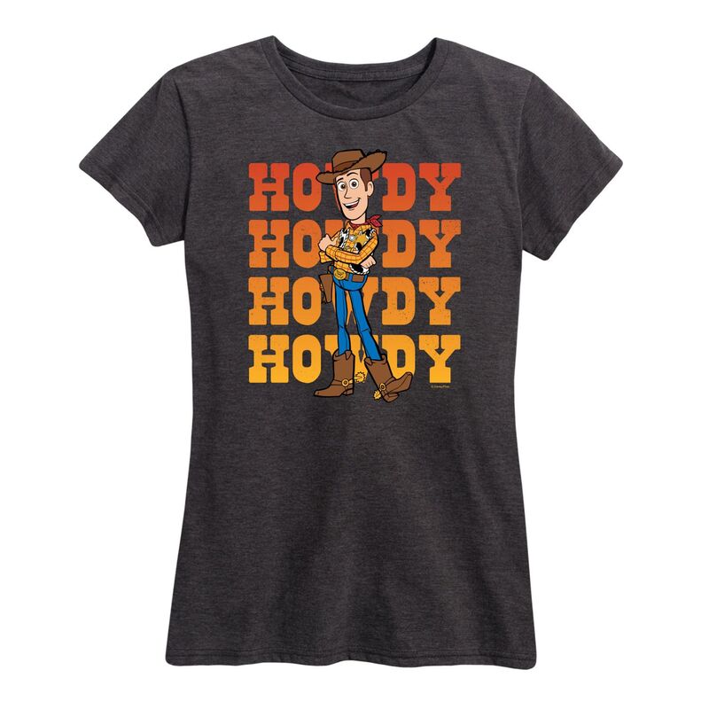 ディズニー ピクサー レディース トップス Tシャツ グラフィック Disney / Pixar's Toy Story Woody Women's Howdy Graphic Tee Heather Charcoal チャコール