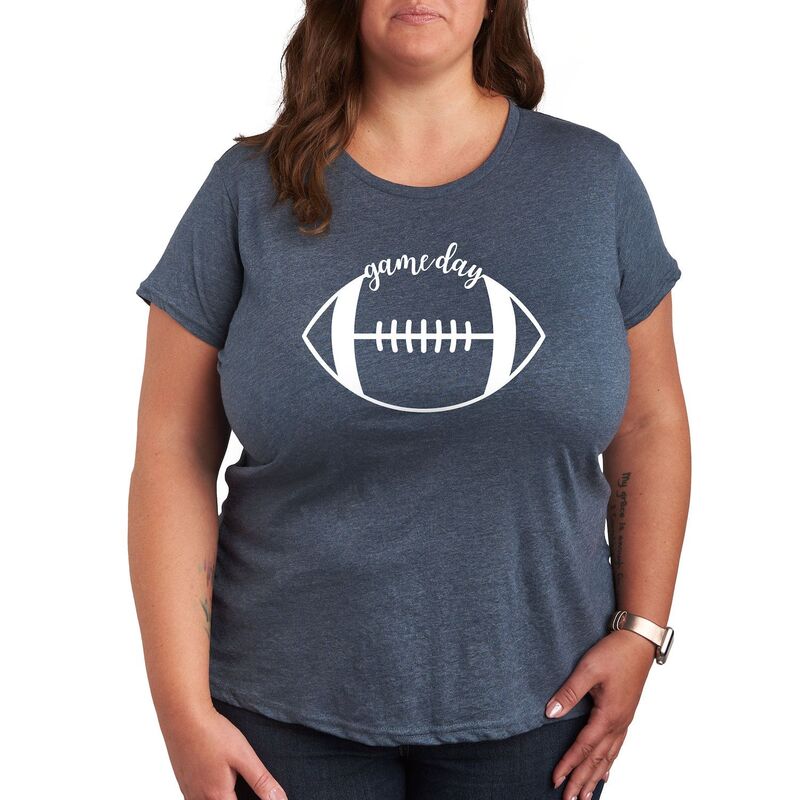 アニメキャラクター レディース トップス Tシャツ プラスサイズ グラフィック Licensed Character Plusize Game Day Football Graphic Tee Heather Blue ヘザー