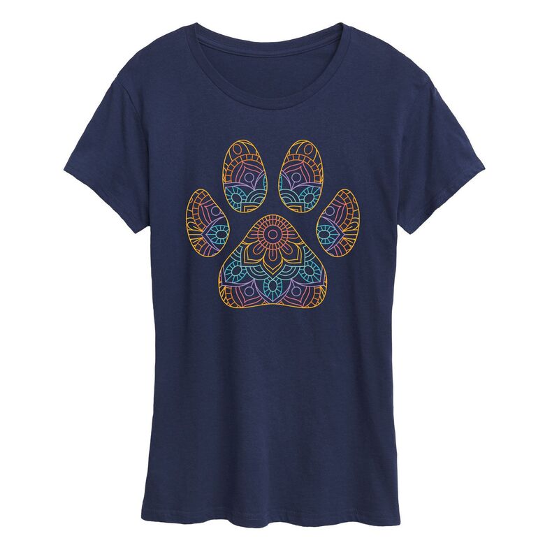 アニメキャラクター レディース トップス Tシャツ プリント グラフィック Licensed Character Women's Rainbow Paw Print Graphic Tee Navy ネイビー