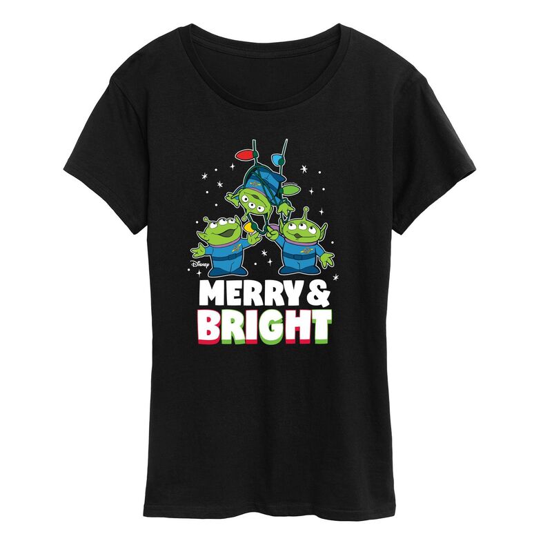 ディズニー ピクサー レディース トップス Tシャツ グラフィック Disney / Pixar's Toy Story Women's Merry And Bright Graphic Tee Black ブラック