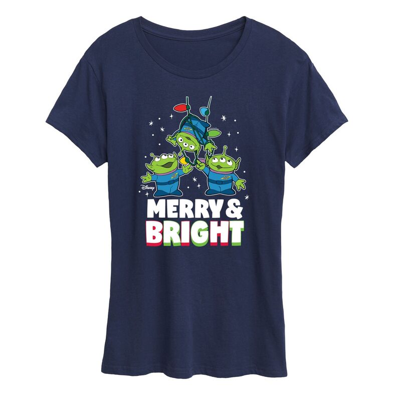 ディズニー ピクサー レディース トップス Tシャツ グラフィック Disney / Pixar's Toy Story Women's Merry And Bright Graphic Tee Navy ネイビー