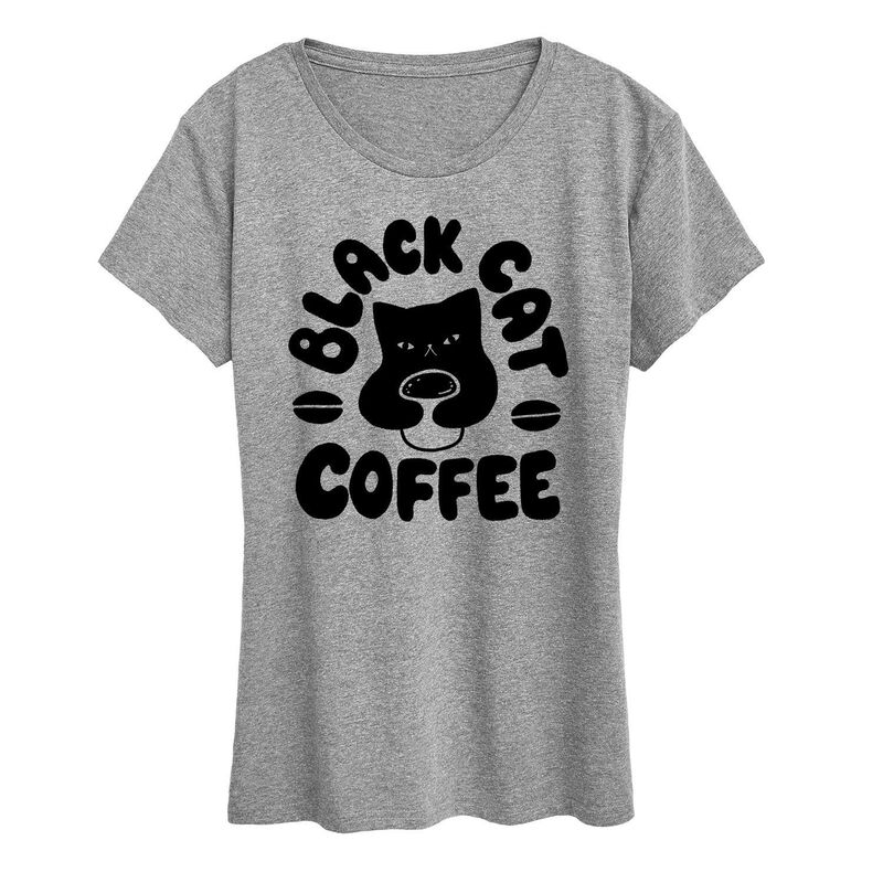 アニメキャラクター レディース トップス Tシャツ グラフィック Licensed Character Women's Black Cat Coffee Graphic Tee Heather Gray グレー