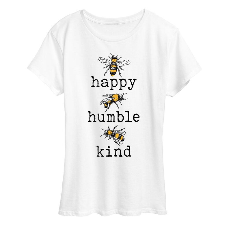 アニメキャラクター レディース トップス Tシャツ グラフィック Licensed Character Women's Bee Happy Bee Humble Bee Kind Graphic Tee White ホワイト
