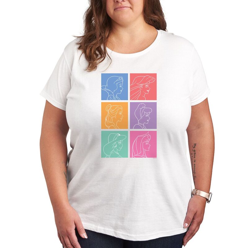 ディズニー レディース トップス Tシャツ プラスサイズ グラフィック Disney Princess Plus Princess Grid Graphic Tee White ホワイト