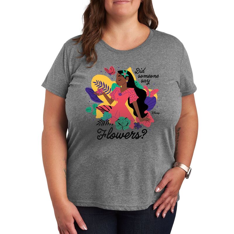 ディズニー レディース トップス Tシャツ プラスサイズ グラフィック Disney's Encanto Isabela Plus Did Someone Say Flowers Graphic Tee Heather Gray グレー