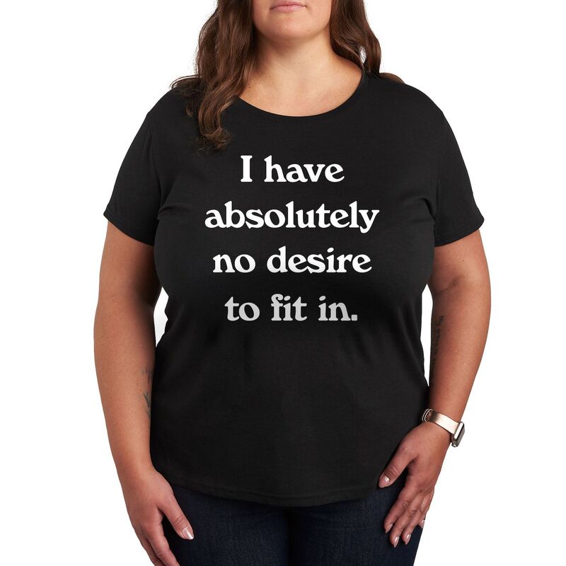アニメキャラクター レディース トップス Tシャツ プラスサイズ グラフィック Licensed Character Plus No DesireTo Fit In Graphic Tee Black ブラック