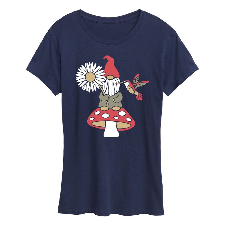 アニメキャラクター レディース トップス Tシャツ グラフィック Licensed Character Women's Mushroom Gnome Graphic Tee Navy ネイビー