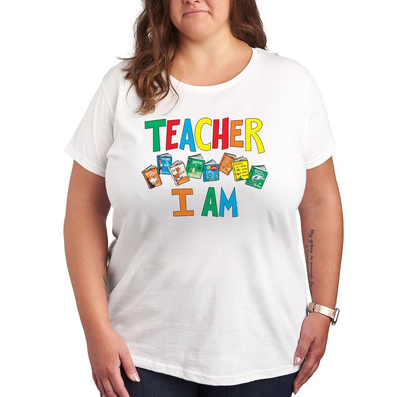 アニメキャラクター レディース トップス Tシャツ プラスサイズ グラフィック Licensed Character Plus Dr. Seuss Teacher I Am Graphic Tee White ホワイト