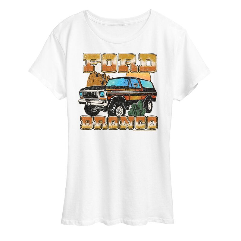 アニメキャラクター レディース トップス Tシャツ ヴィンテージ グラフィック Licensed Character Women's Ford Vintage Bronco Desert Graphic Tee White ホワイト