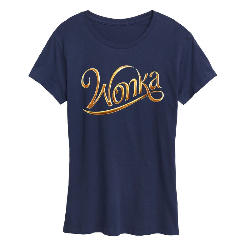 アニメキャラクター レディース トップス Tシャツ ロゴ グラフィック Licensed Character Women's Wonka Logo 3D Graphic Tee Navy ネイビー 6,784円