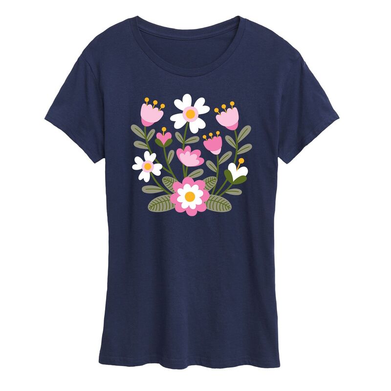 アンブランデッド レディース トップス Tシャツ Unbranded Women'scandinavian Flower Cluster Oversized Tee Navy ネイビー