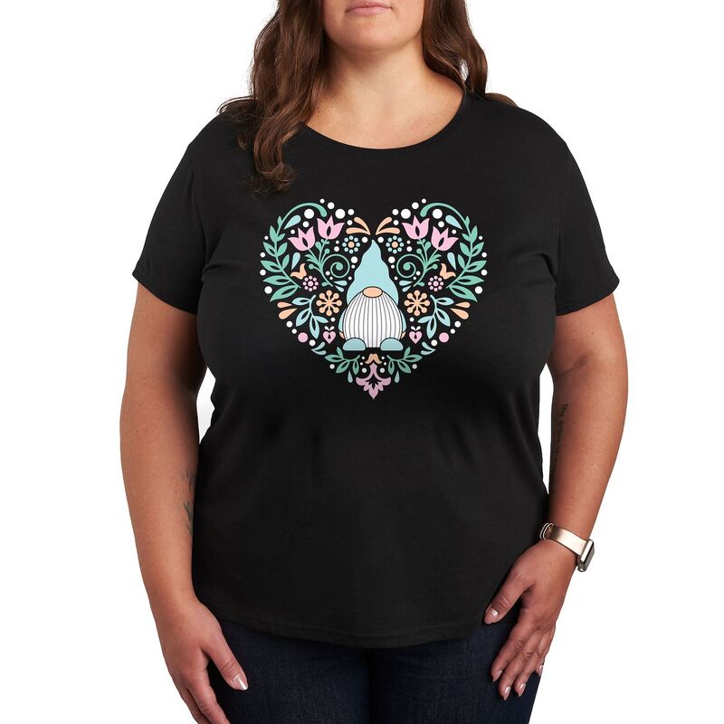 アンブランデッド レディース トップス Tシャツ プラスサイズ グラフィック Unbranded Pluscandinavian Gnome Heart Graphic Tee Black ブラック