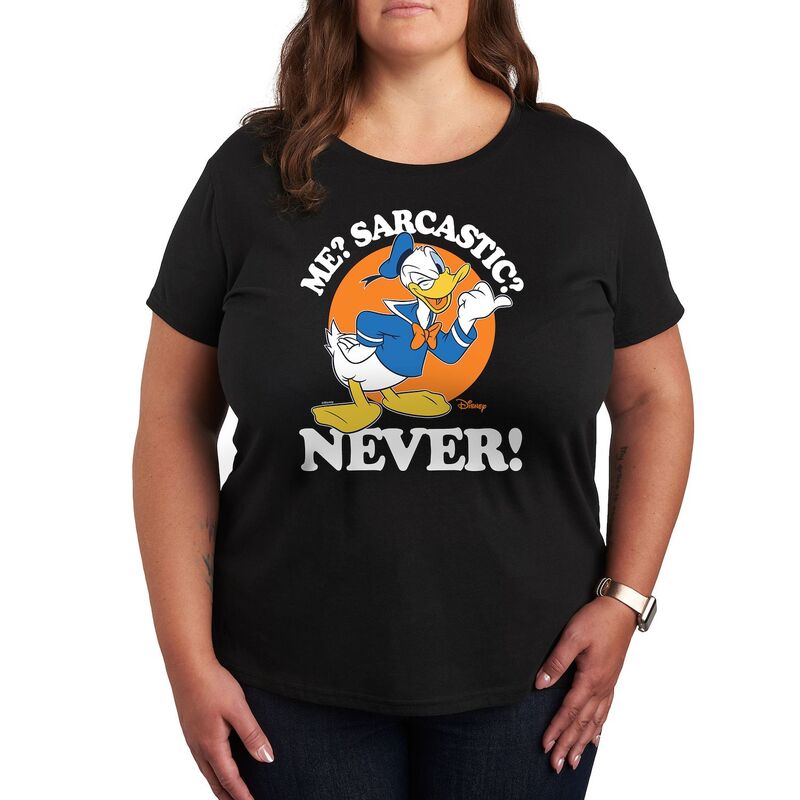 ディズニー レディース トップス Tシャツ プラスサイズ グラフィック Disney's Donalduck Me Plusarcastic Never Graphic Tee Black ブラック