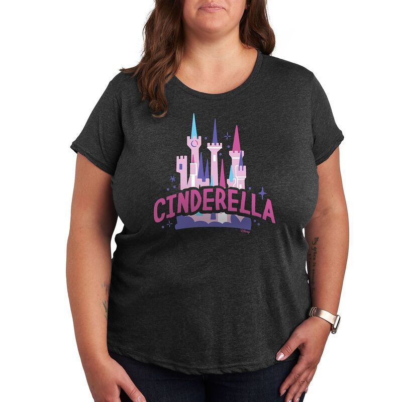 ディズニー レディース トップス Tシャツ プラスサイズ グラフィック Disney Princess Cinderella Plus Castle Graphic Tee Heather Charcoal チャコール