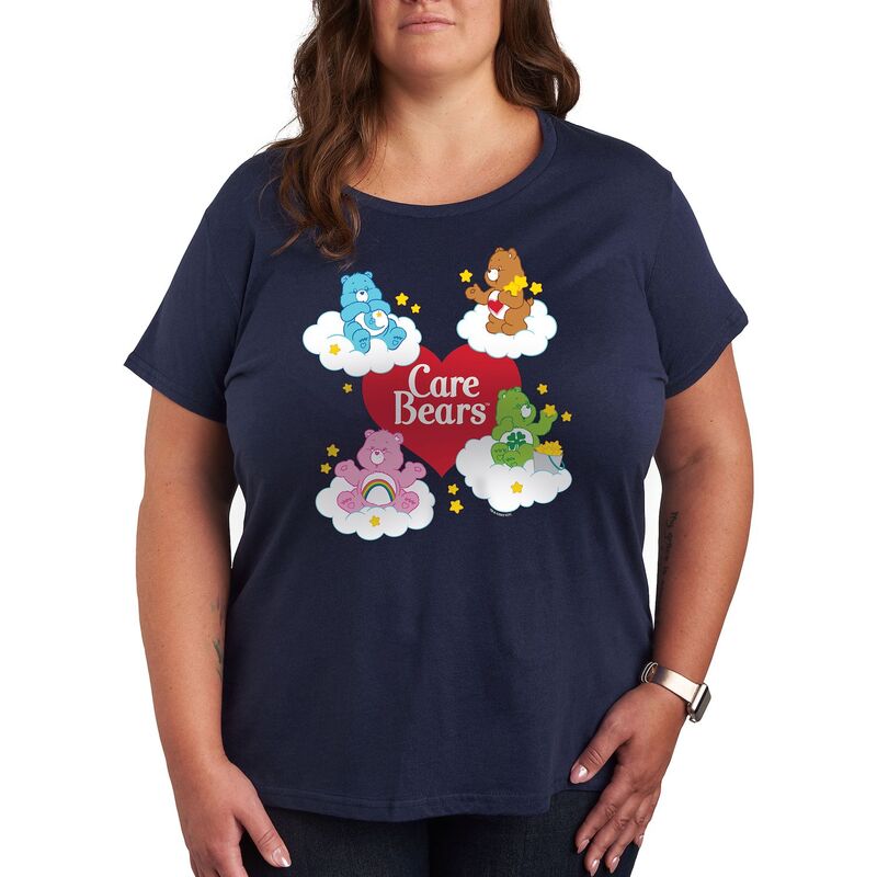 アニメキャラクター レディース トップス Tシャツ プラスサイズ ロゴ グラフィック Licensed Character Plus Care Bears Heart And Bear Logo Graphic Tee Navy ネイビー