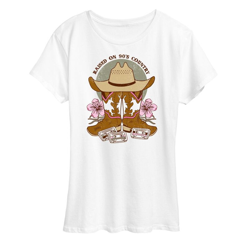 アニメキャラクター レディース トップス Tシャツ グラフィック Licensed Character Women's Raised On 90's Country Graphic Tee White ホワイト