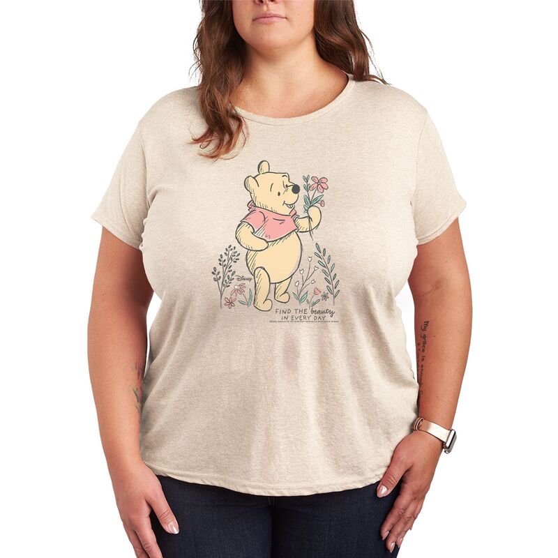 ディズニー レディース トップス Tシャツ プラスサイズ グラフィック Plusize Disney's Winnie The Pooh Find The Beauty In Every Day Graphic Tee Beige ベージュ