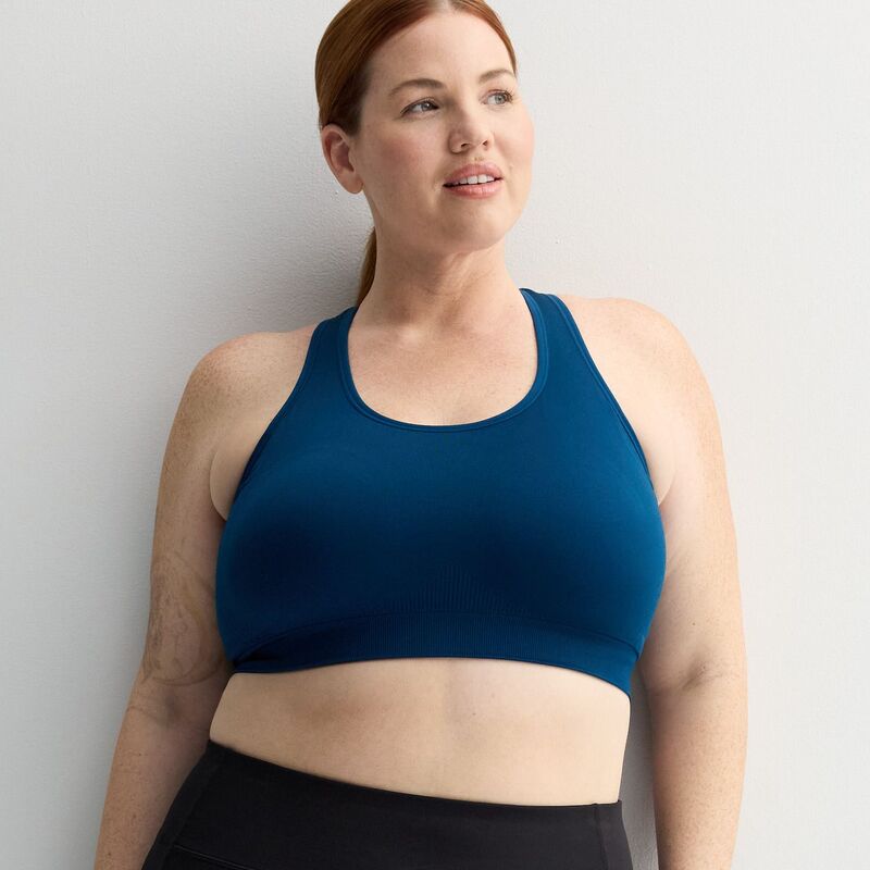 Tek Gear レディース アンダー御召しもの ブラ つけ加える大きさ Plusize Tek Gear Seamless Low-Impact Adjustable Sports Bra Blue Crayon 青み