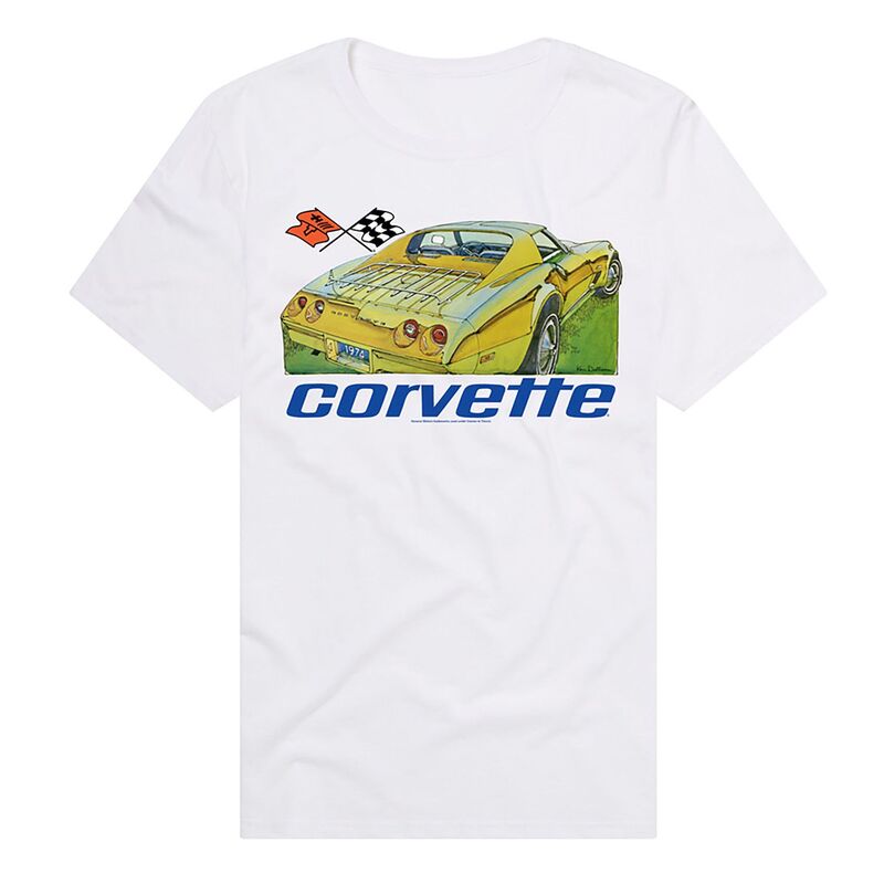 アニメキャラクター メンズ トップス Tシャツ グラフィック Licensed Character Men's Trevco Chevy Chevrolet Corvette 74 Graphic Tee White ホワイト