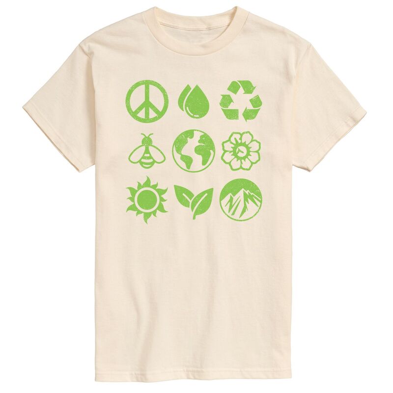 アニメキャラクター メンズ トップス Tシャツ トール グラフィック Licensed Character Big & Tall Earth Day Icons Grid Graphic Tee Cream クリーム