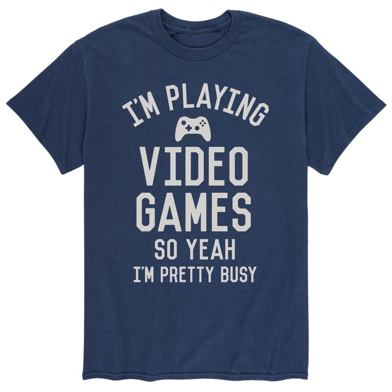 アニメキャラクター メンズ トップス Tシャツ Licensed Character Men's Play Video Games Yeah Busy Tee Blue ブルー