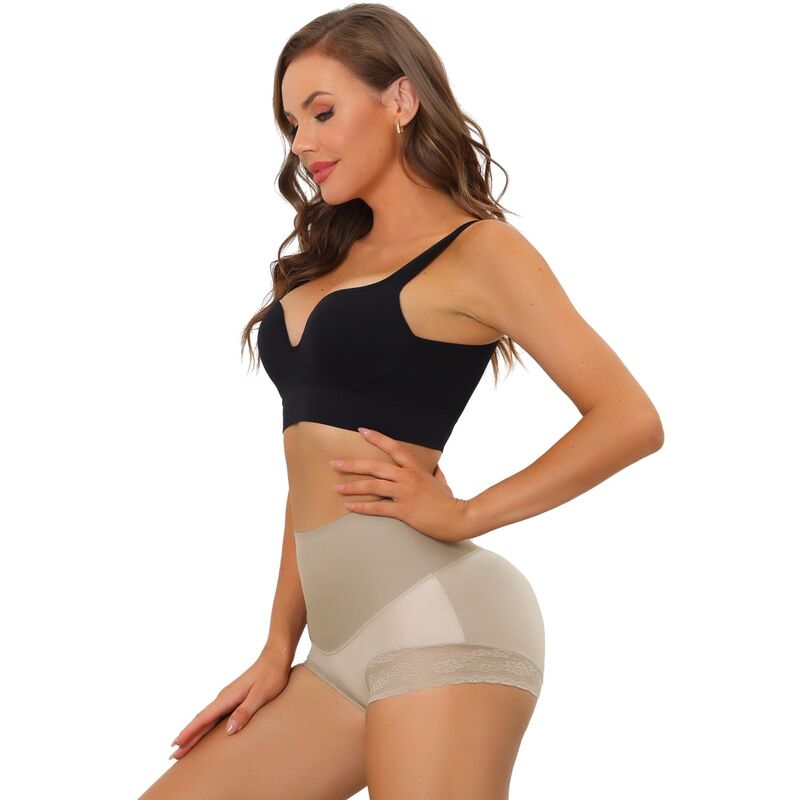アレグラ ケー レディース ボトムス カジュアルパンツ レース ALLEGRA K Women's High Waisted Lace Brief Shapewear Hip Lifter Tummy Control Panties Bodyshaper Light Brown ブラウン