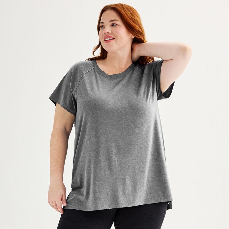 Tek Gear レディース トップス Tシャツ プラスサイズ Plusize Tek Gear Essential Short Sleeve Tunic Tee Smokey Slate スレート