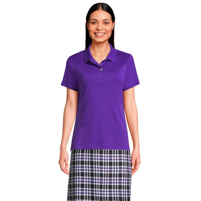 ランズエンド レディース トップス Tシャツ ポロシャツ Women's Lands' End School Uniform Short Sleeve Interlock Polo Shirt Deepurple パープル