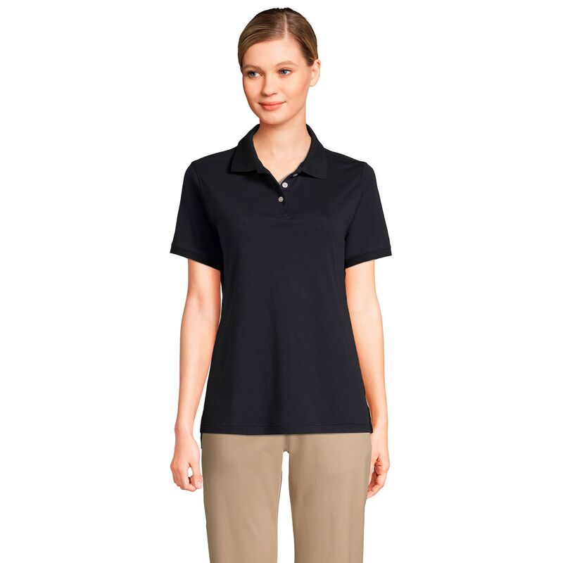 ランズ挙げ句の果て レディース トップス ティーシャツ スポーツシャツ Women\u0027s Lands\u0027 End School Uniform Classic Short Sleeve Interlock Polo Top Black 黒いこと トップス-Tシャツ・カットソー