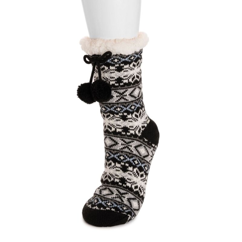 ムクルクス レディース アンダーウェア 靴下 Women's MUK LUKS Patterned Cabin Slipper Socks Black Grey ブラック