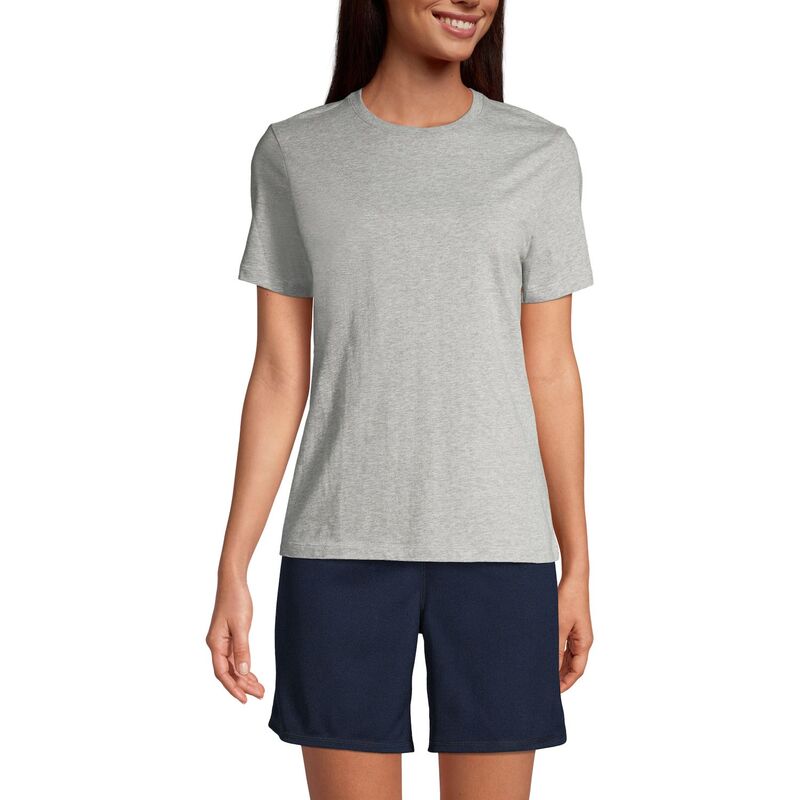 ランズエンド レディース トップス Tシャツ Women's Lands' End Short Sleevessential Tee Gray Heather グレー