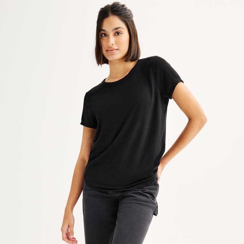 エスオー レディース トップス Tシャツ クルーネック Juniors' SO Short Sleeve Crewneck Tee Black Luxe ブラック