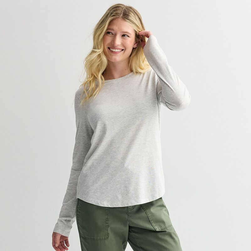 ソノマ レディース トップス Tシャツ クルーネック Women'sonoma Goods For Lifeveryday Long Sleeve Crewneck Tee Light Grey Heather グレー