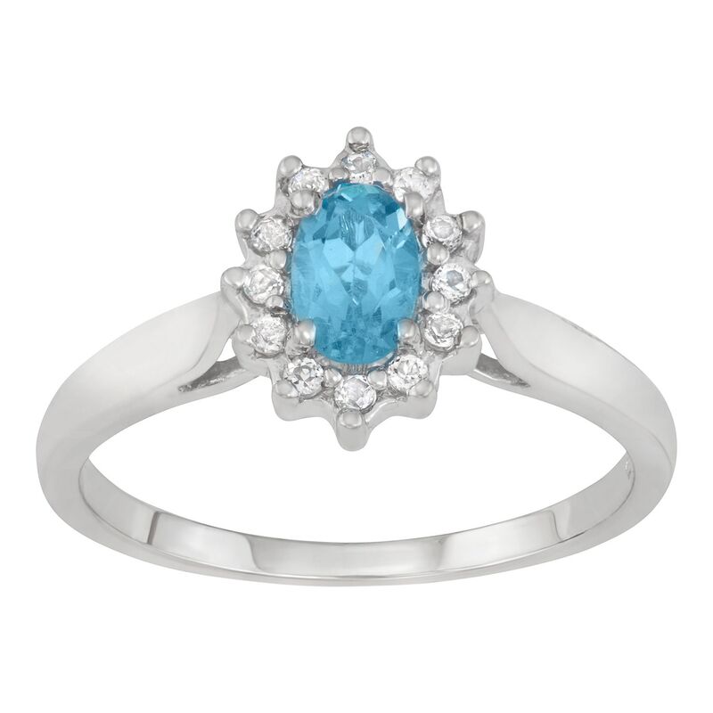 アンブランデッド レディース アクセサリー リング Unbranded Sterling Silver Blue & White Topaz Halo Ring Sterling Silver シルバー