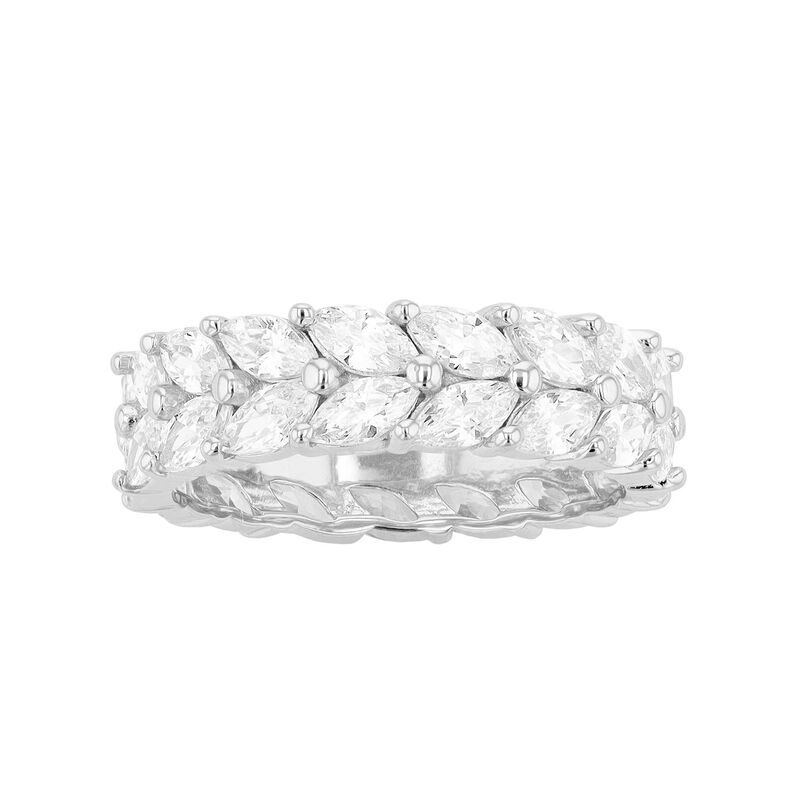 アンブランデッド レディース アクセサリー リング Unbranded Collette Z Sterling Silver Cubic Zirconia Marquise Double-Row Ring Sterling シルバー｜ReVida 店