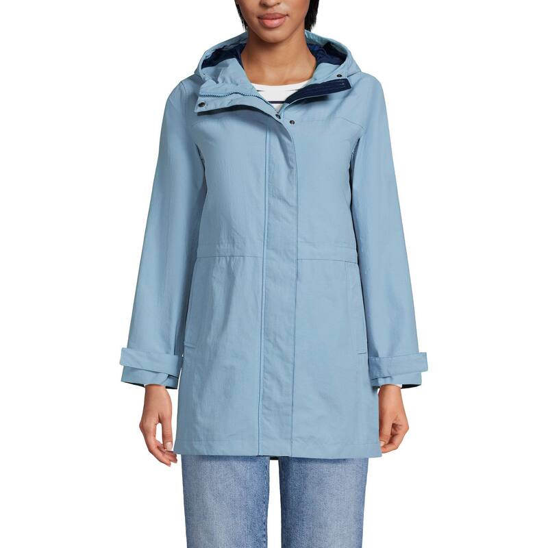 ランズエンド レディース アウター ジャケット・ブルゾン コート Women's Lands' End Classic Squall Hooded Raincoat Pale Slate Blue スレート｜ReVida 店