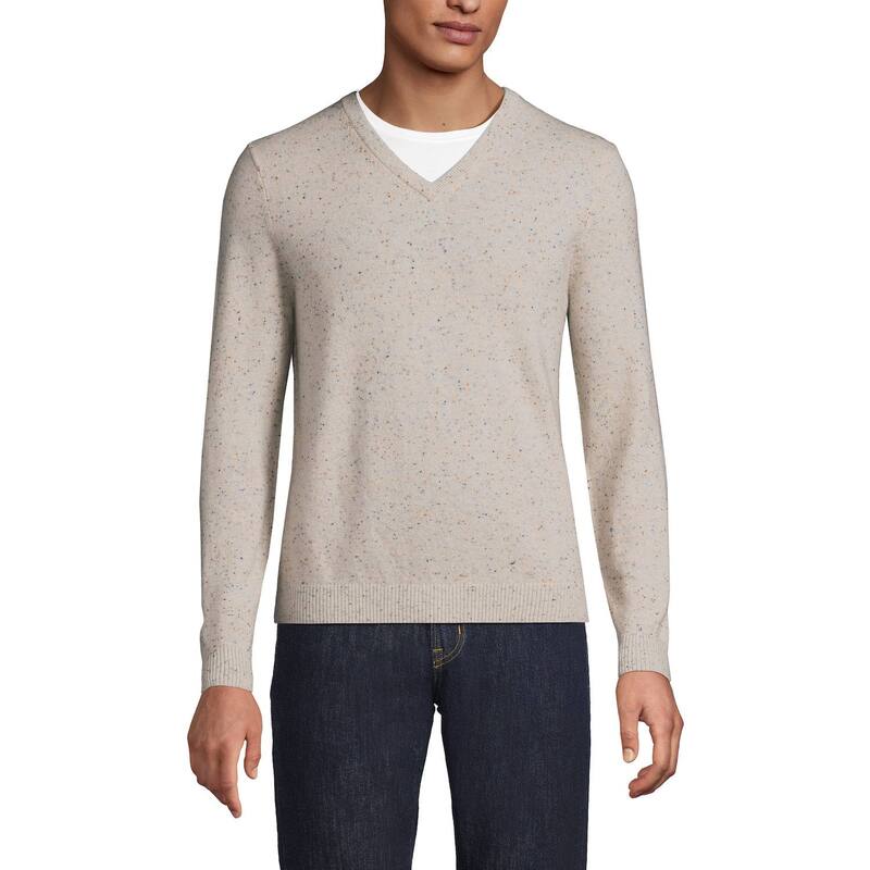 ランズエンド メンズ アウター ニット・セーター Vネック Men's Lands' End Fine-Gauge Cashmere V-neck Sweater Solstice Donegal