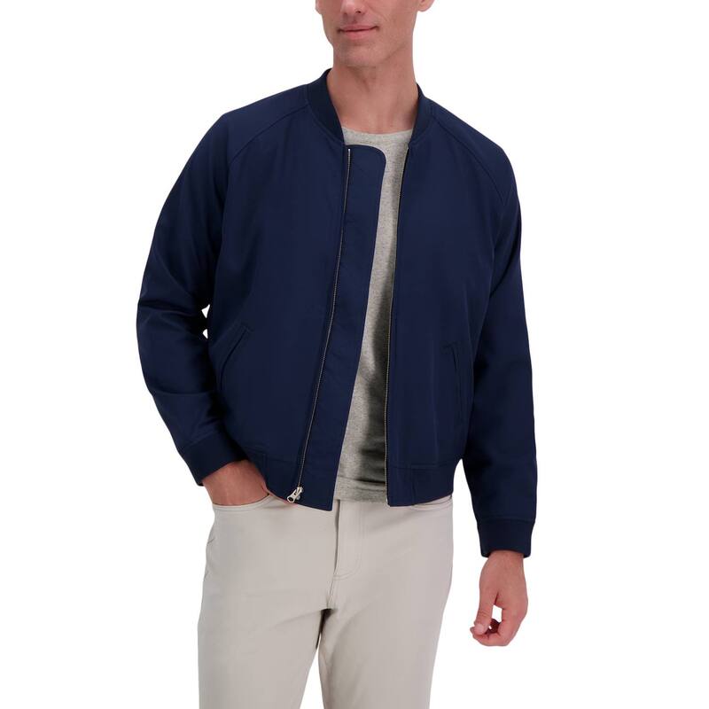 ハガー メンズ アウター ジャケット・ブルゾン Men's Haggar Gabardine Solid Stretch Straight-Fit Full-Zip Bomber Jacket Navy ネイビー