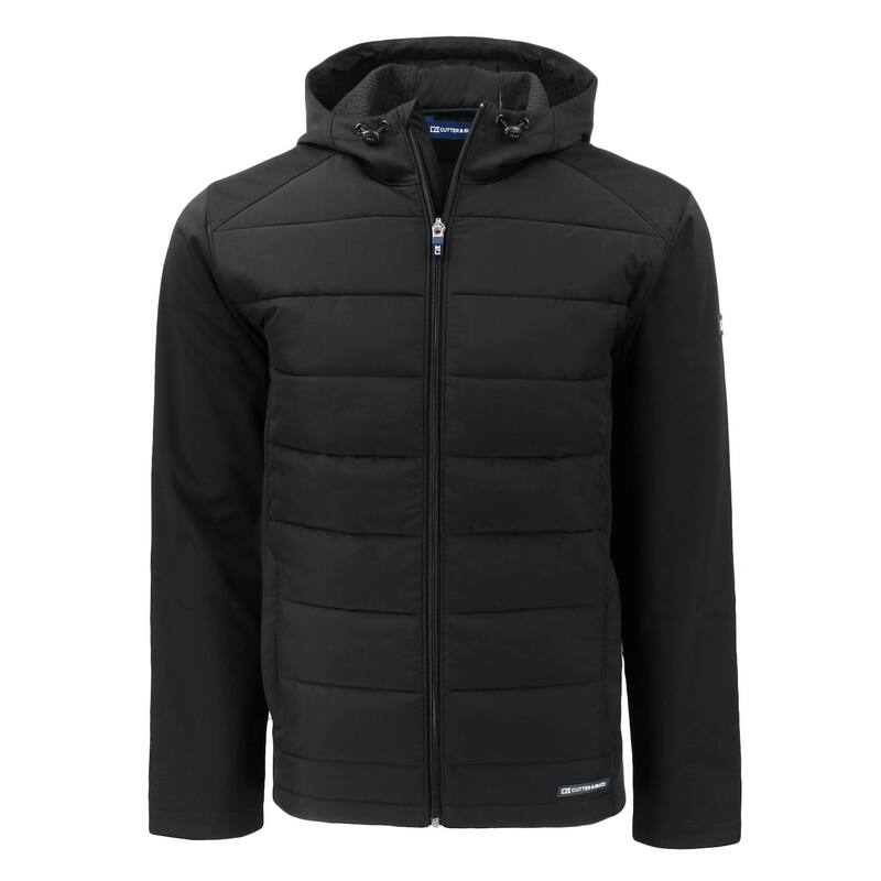 裁断師アンドうしろ側 メンズ アウター 上衣・上衣 フーデッドジャケット Cutter \u0026 Buck Evoke Hybrid Eco Softshell Recycled Full Zip Mens Hooded Jacket Black 黒いこと