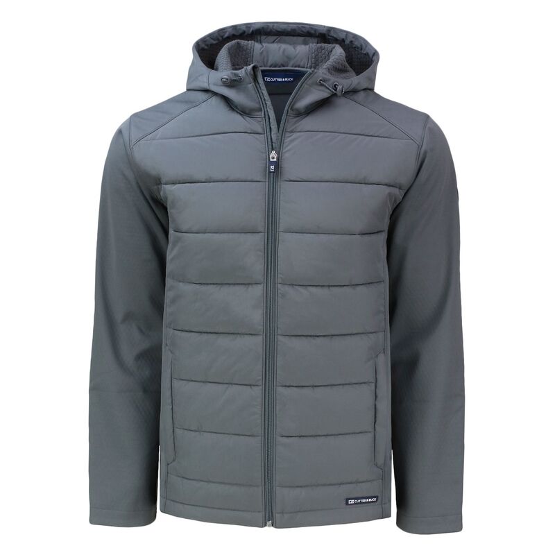 裁断師アンドうしろ側 メンズ アウター 上衣・上衣 フーデッドジャケット Cutter \u0026 Buck Evoke Hybrid Eco Softshell Recycled Full Zip Mens Hooded Jacket Elemental Grey 薄墨色