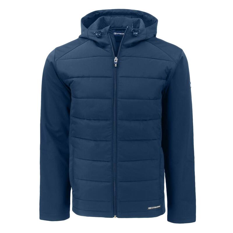 裁断師アンドうしろ側 メンズ アウター 上衣・上衣 フーデッドジャケット Cutter \u0026 Buck Evoke Hybrid Eco Softshell Recycled Full Zip Mens Hooded Jacket Navy Blue 米国海軍