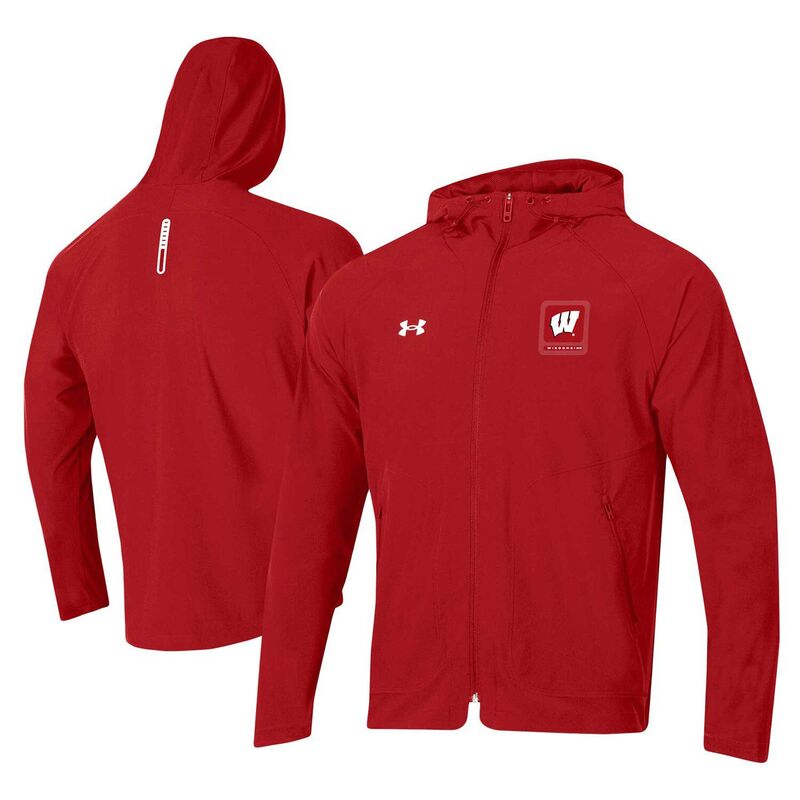 アンダーアーマー メンズ アウター ジャケット・ブルゾン Men Under Armoured Wisconsin Badgers Unstoppable Raglan Full-Zip Jacket Wis Red レッド