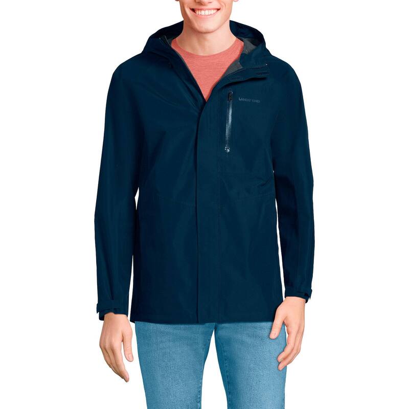 ランズエンド メンズ アウター ジャケット・ブルゾン Men's Lands' End Waterproof Hooded Packable Rain Jacket Radiant Navy ネイビー